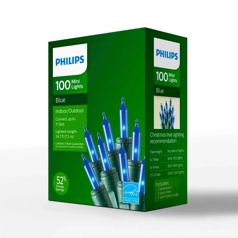 Philips Blue Indoor/Outdoor Mini Christmas Lights NWT